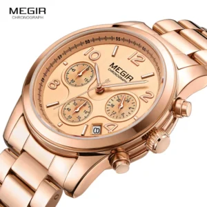 Rose gold chronograph watch
