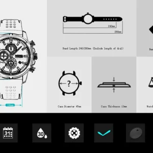 Watch measurements and features diagram