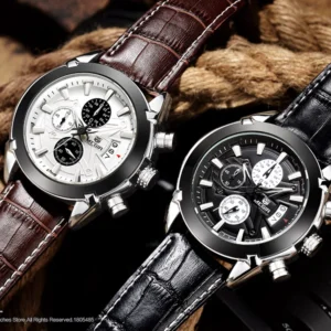 Two stylish leather strap watches