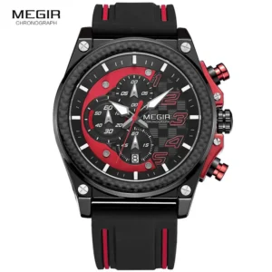Black and red chronograph watch