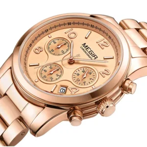 Rose gold chronograph watch