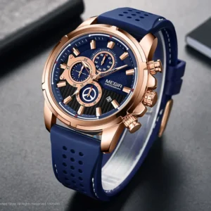 Men's blue and rose gold watch