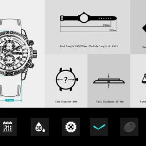 Watch technical specifications diagram