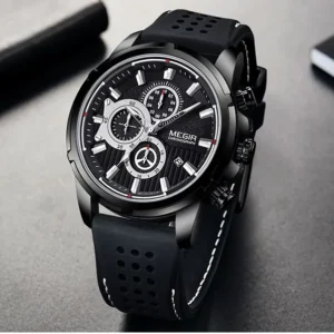 Black men's chronograph watch