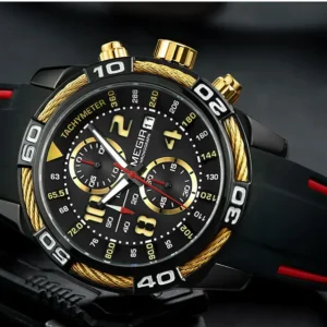Black and gold men's watch