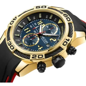 Gold and black chronograph watch