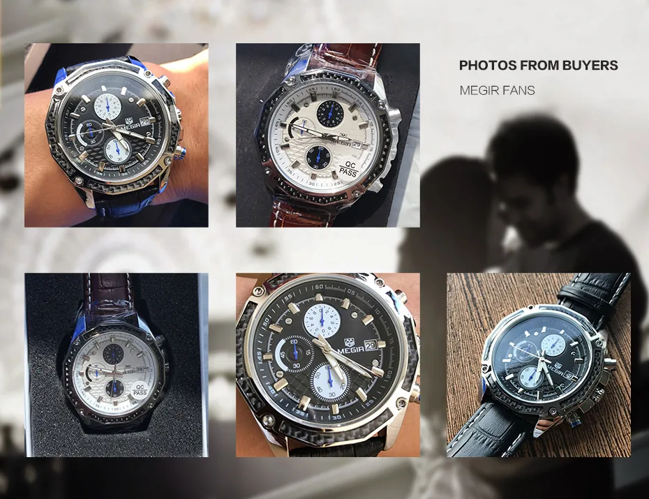 megir quartz male watches genuine leather watches racing men students game run chronograph watch male glow hands for man 2015g Mens chronograph watches collection