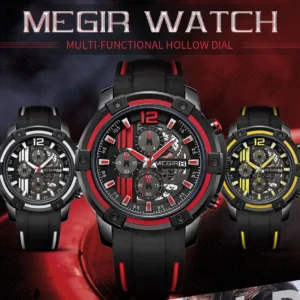 Three multi-functional watches displayed