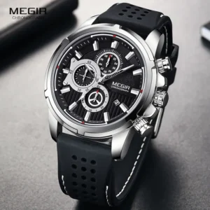 Black men's chronograph watch