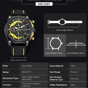 Yellow and black men's watch