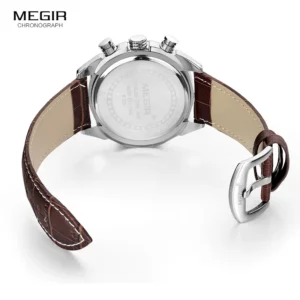 Brown leather watch strap detail