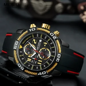 Gold black tachymeter watch