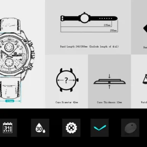 Watch dimensions and specifications diagram