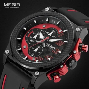 Men's red and black watch