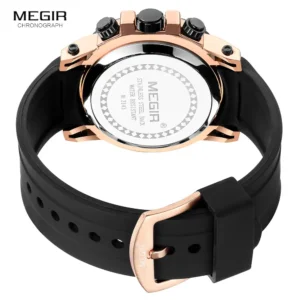 Rose gold and black watch