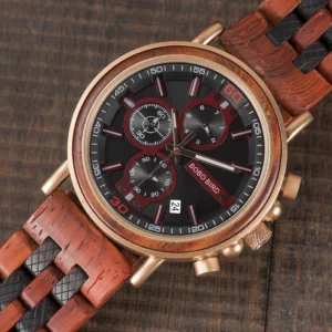 Wood watch with chronograph dial
