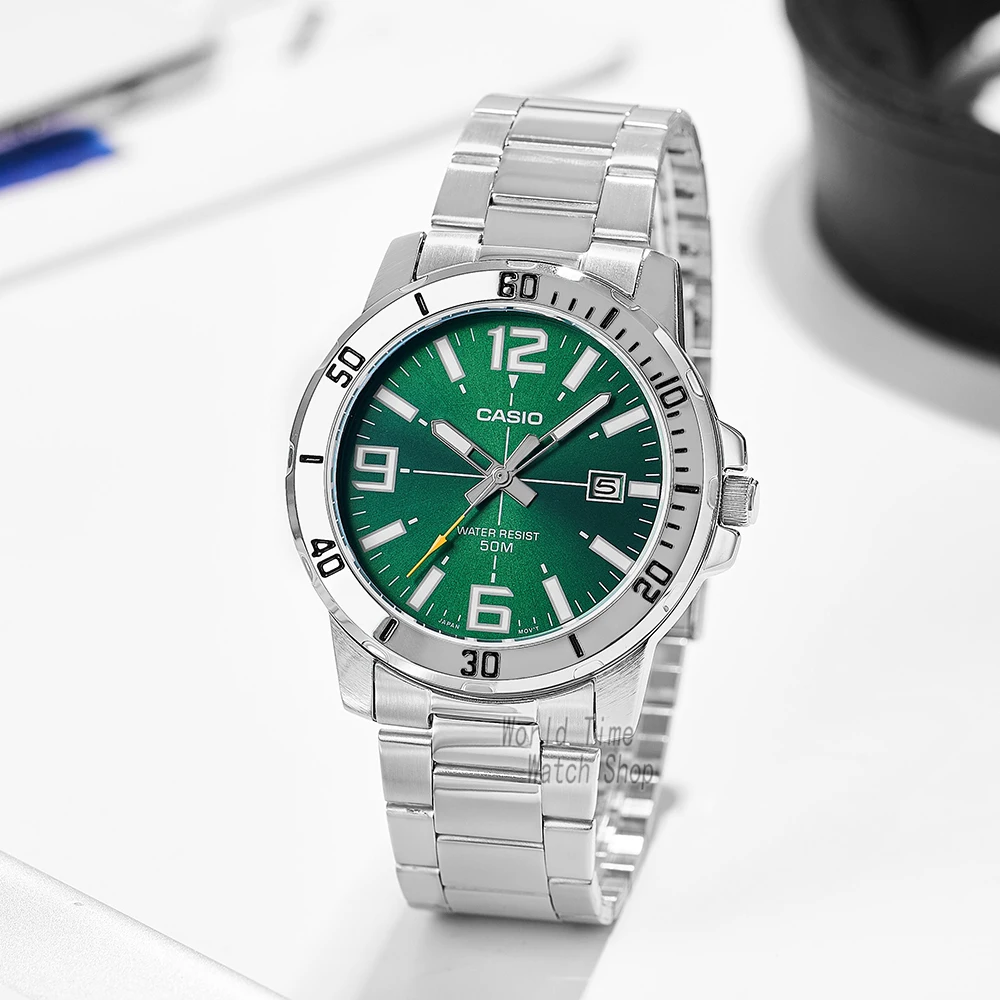 casio watch for men top brand luxury set waterproof quartz watch simple atmosphere reloj mujer mtp vd01d 3b Green faced metal analog watch