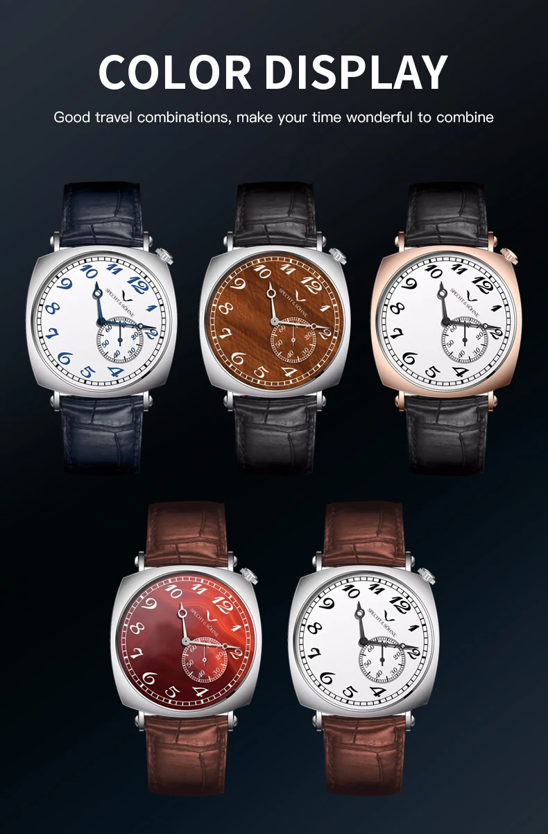 new luxury specht & söhne 1921 classic vintage men's automatic mechanical watch sapphire crystal genuine leather waterproof Five watches color display