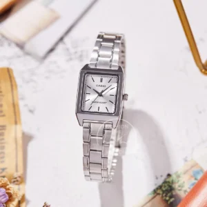 Silver square face watch