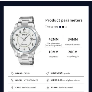 Casio watch product parameters displayed.