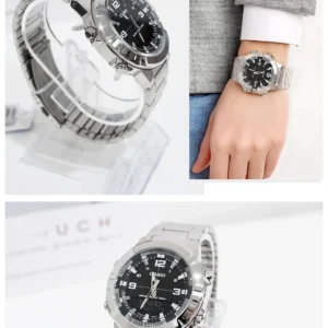 Silver analog-digital watch