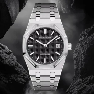 Luxury steel watch with date