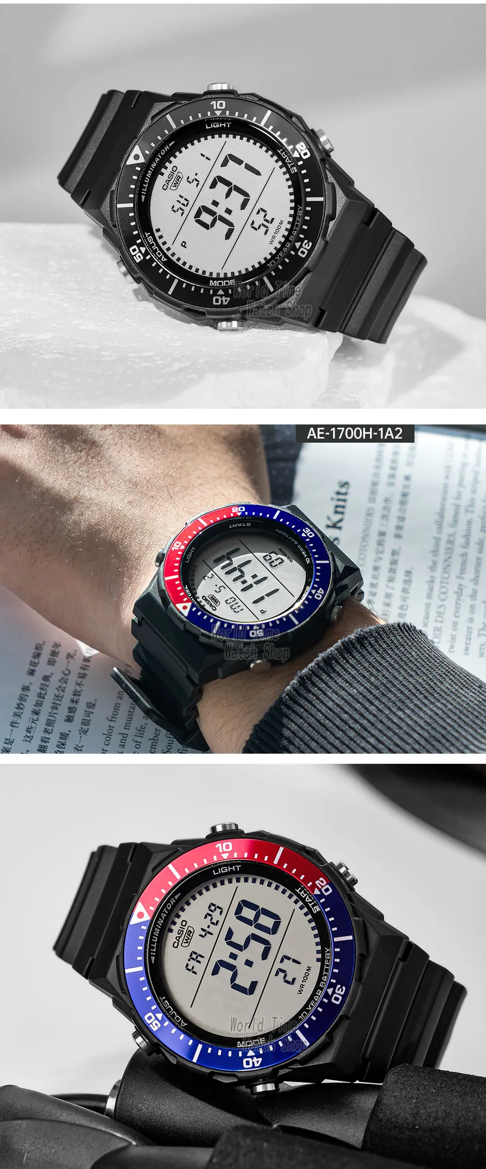 casio watch for men 2026 new model ae 1700h 1b top brand luxury suit relogio masculino часы мужские наручные Digital watch with black strap