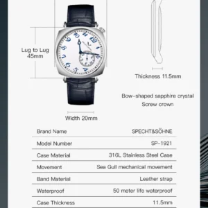 Watch specifications diagram