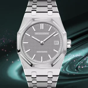 Silver metal watch with date