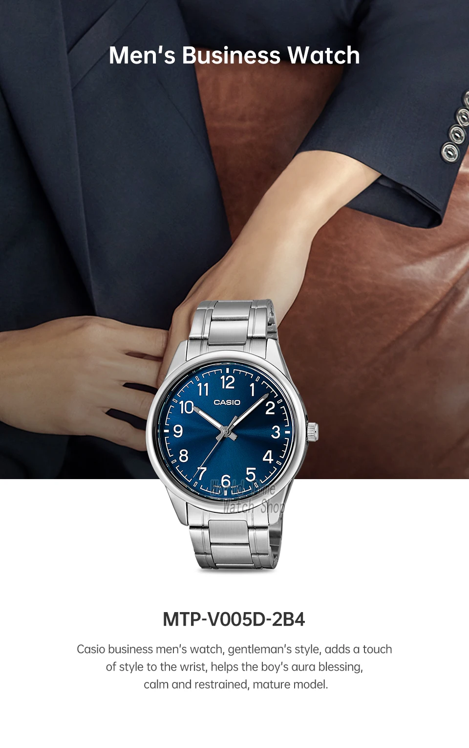 casio watch for men simple relogio waterproof business casual watch mtp v005d 2b4 steel belt series Men's blue business watch