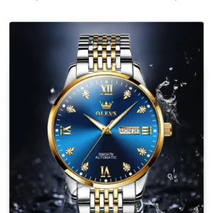 Blue dial gold watch