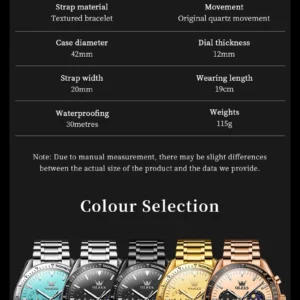 Watch color selection chart