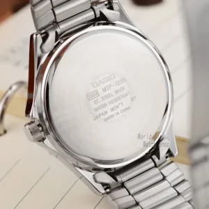 Silver watch back details