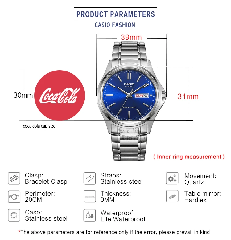 casio watch men simple week calendar waterproof quartz men watch business casual style Casio watch product parameters.