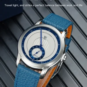 Blue leather strap watch