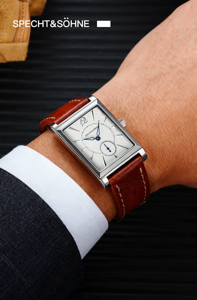 2025 new fashion specht & söhne square watch men's watches ultrathin japan movt casual men watch black color reloj hombre 26mm Rectangular watch on wrist.