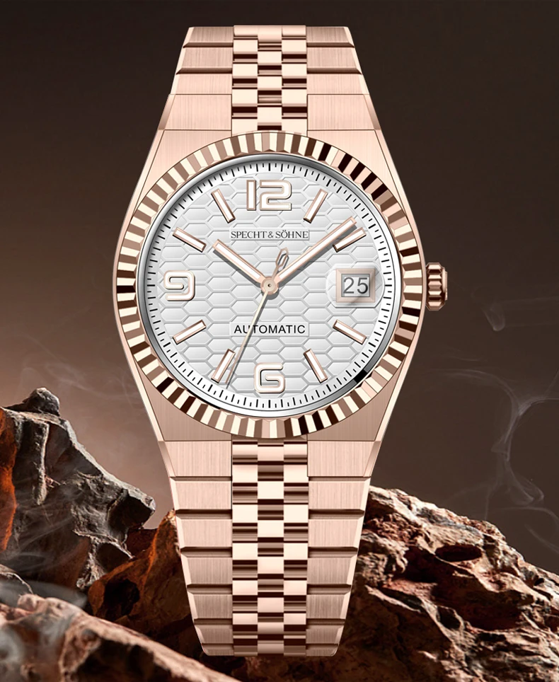 specht & söhne new mens watches miyota 8215 automatic mechanical wristwatches stainless steel watch relogio masculino 37mm Rose gold automatic watch