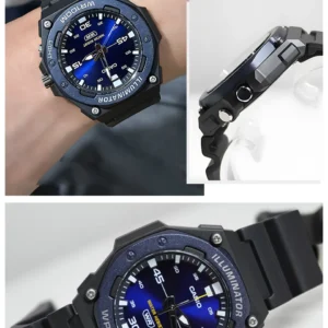 Blue analog digital watch