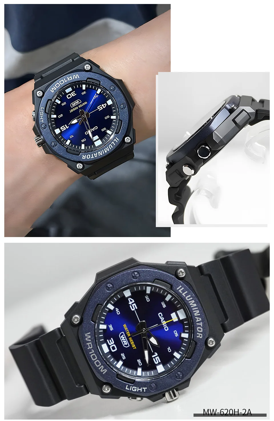 casio watch for men new model top set waterproof quartz casual watch relogio masculino часы мужские наручные mw 620h series Blue analog digital watch