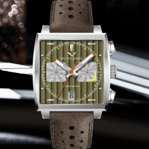 Green dial chronograph watch