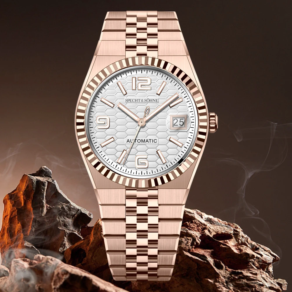 specht & söhne new mens watches miyota 8215 automatic mechanical wristwatches stainless steel watch relogio masculino 37mm Rose gold automatic watch
