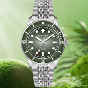 Green automatic dive watch