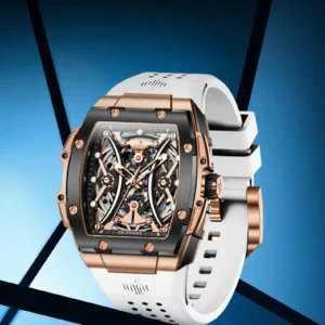 Mechanical watch with white strap