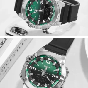 Green dial sports watch
