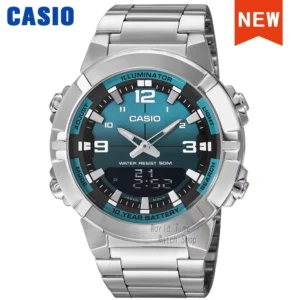 Silver analog-digital Casio watch