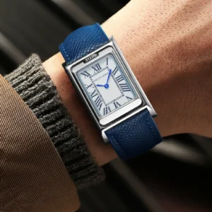 Blue leather strap watch