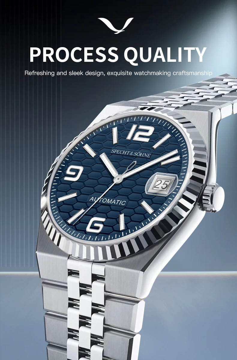 specht & söhne new mens watches miyota 8215 automatic mechanical wristwatches stainless steel watch relogio masculino 37mm Automatic blue dial stainless steel watch