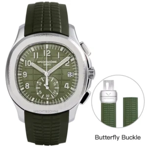 Green watch with butterfly buckle