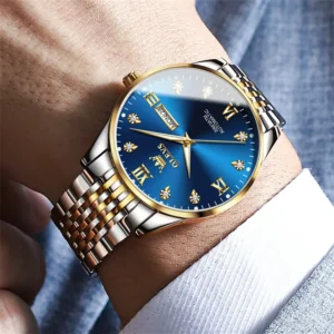 Blue and gold men's watch