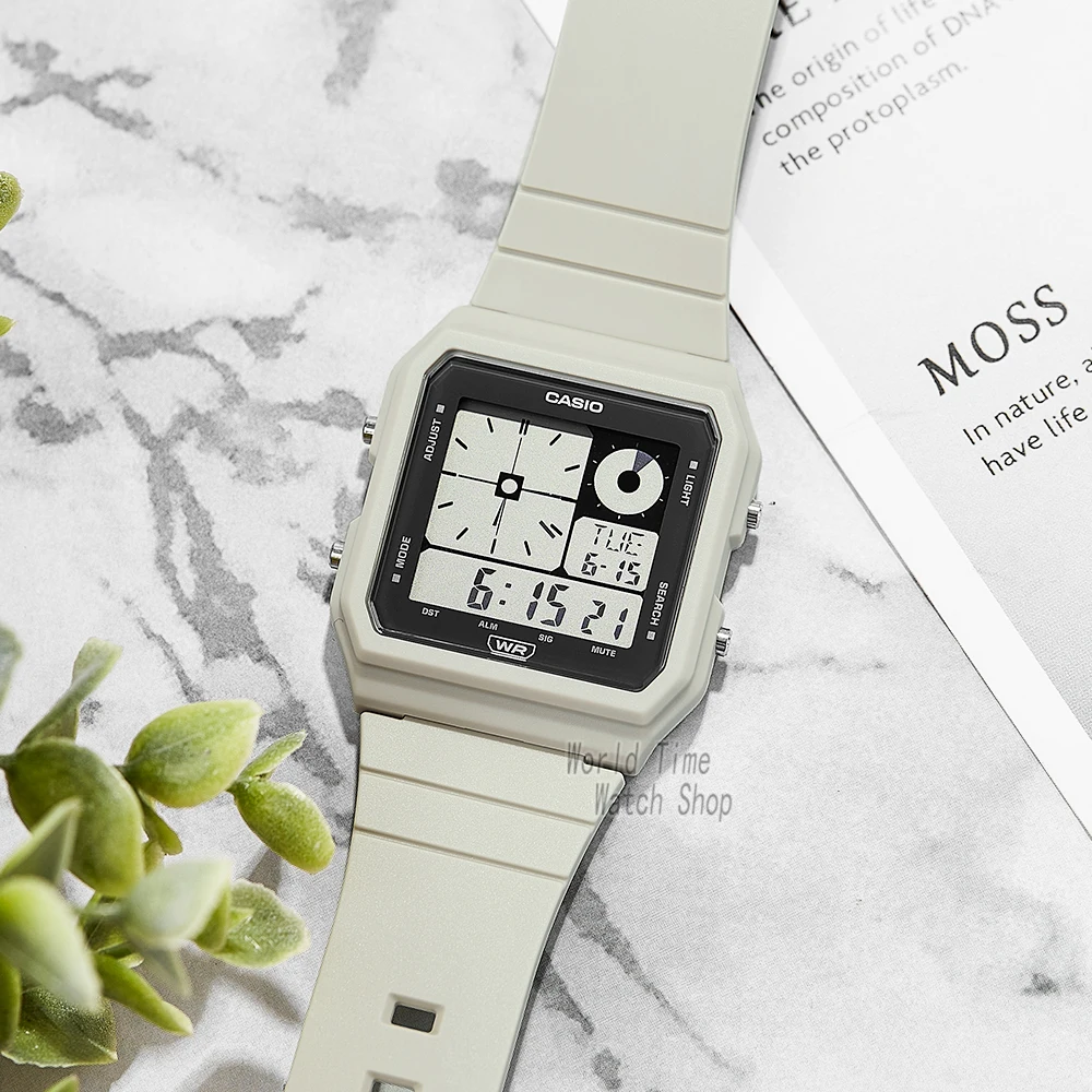 casio watch for neutral 2023 new styles set top brand luxury waterproof quartz wrist watch dual display vintage square lf 20w Retro digital watch with cream band